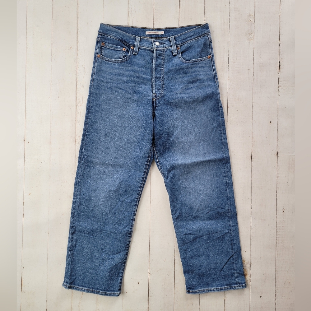 Levi's Ribcage Straight Ankle Jeans Womens 30 Premium Button Fly EUC